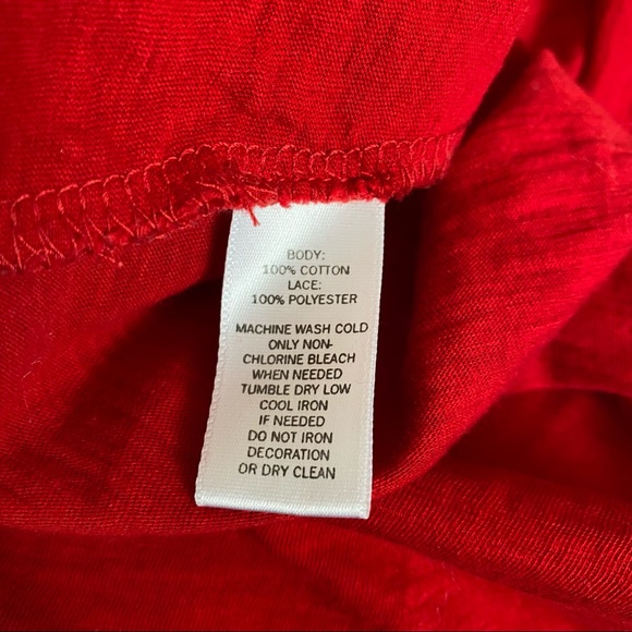 LOFT • Red Lace Front Long-Sleeve Top - Size M - Picture 12 of 13